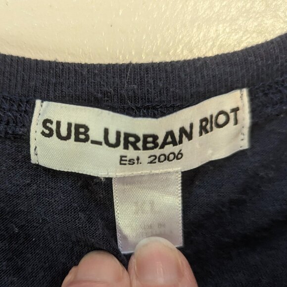 Sub_Urban Riot Girls Size XL Long Sleeved Navy Tee - Picture 3 of 10